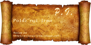 Polónyi Irma névjegykártya